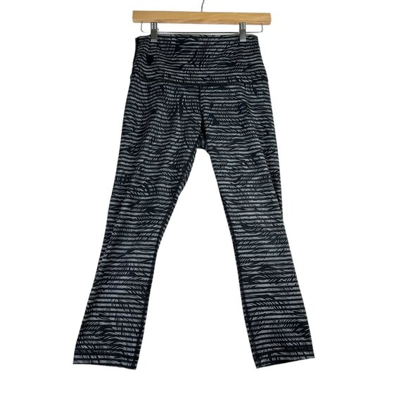 Lululemon Wunder Under Full-On Luon‎ Roll Down Pants size 6 Black/Grey - Picture 1 of 6